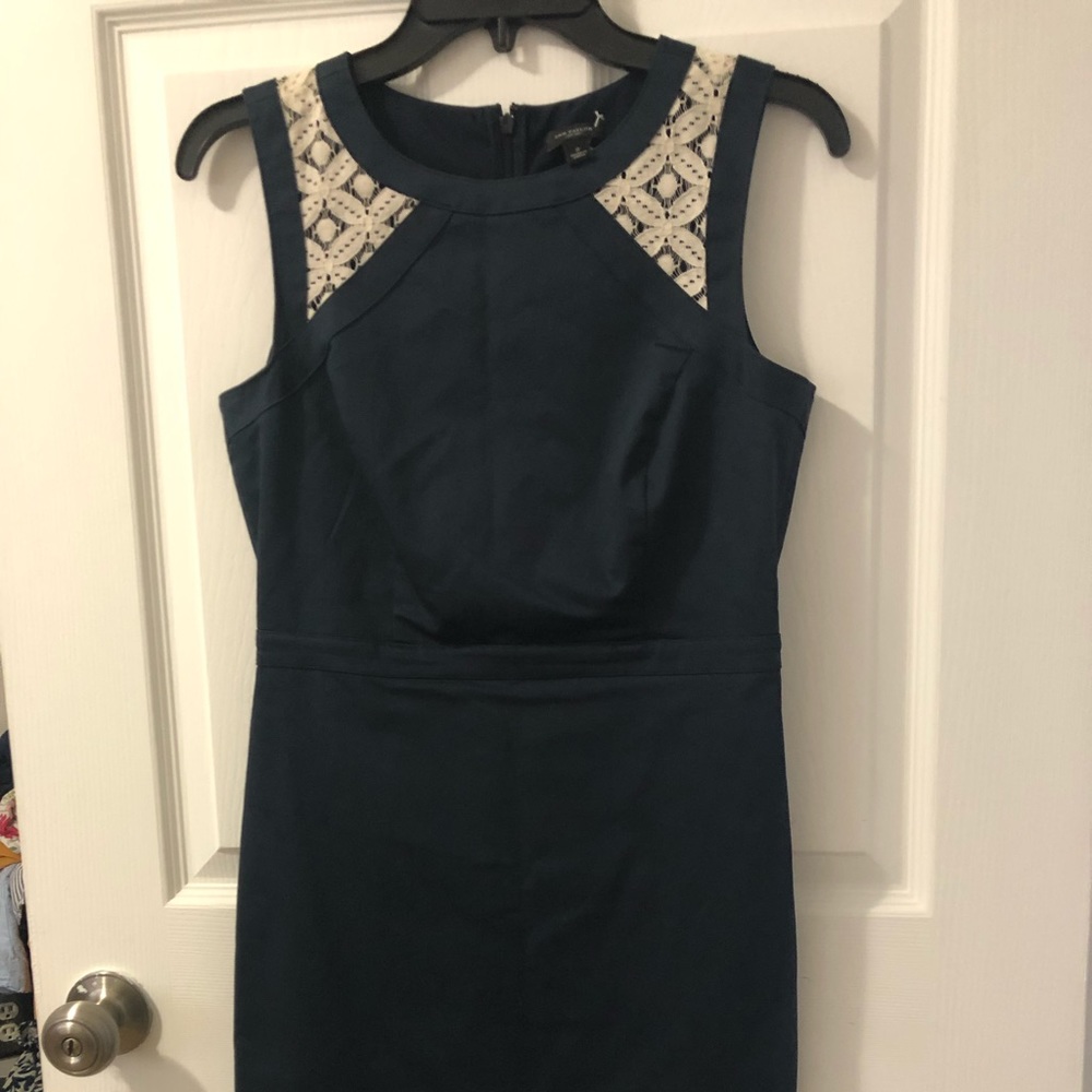 Ann Taylor navy and cream lace dress